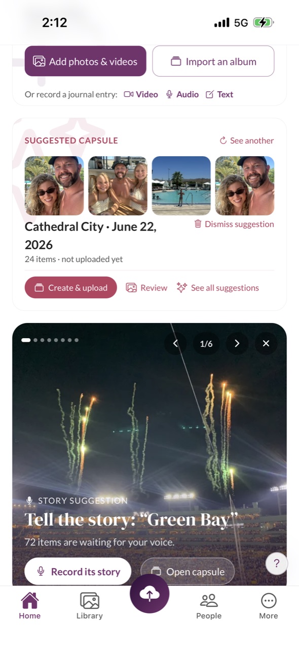 The Memory Capsule dashboard on iPhone